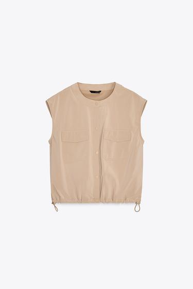 CHALECO CORTO BAJO ELÁSTICO - Camel medio de Zara