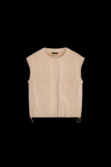 Zara SHORT ELASTIC HEM VEST - Mid-camel - Image 0