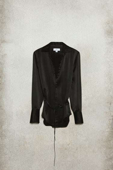 비스코스-실크 셔츠 LUDOVIC DE SAINT SERNIN x ZARA - Zara 다크 브라운