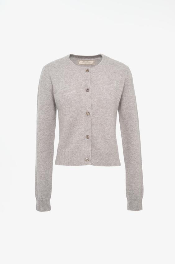 LIMITED EDITION 100% CASHMERE CROPPED FIT CARDIGAN - Light grey by Zara - Image 0