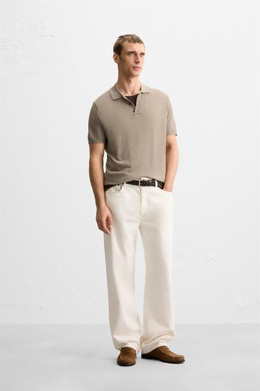 POLO PUNTO MEZCLA VISCOSA - Tostado claro de Zara - Imagen 0