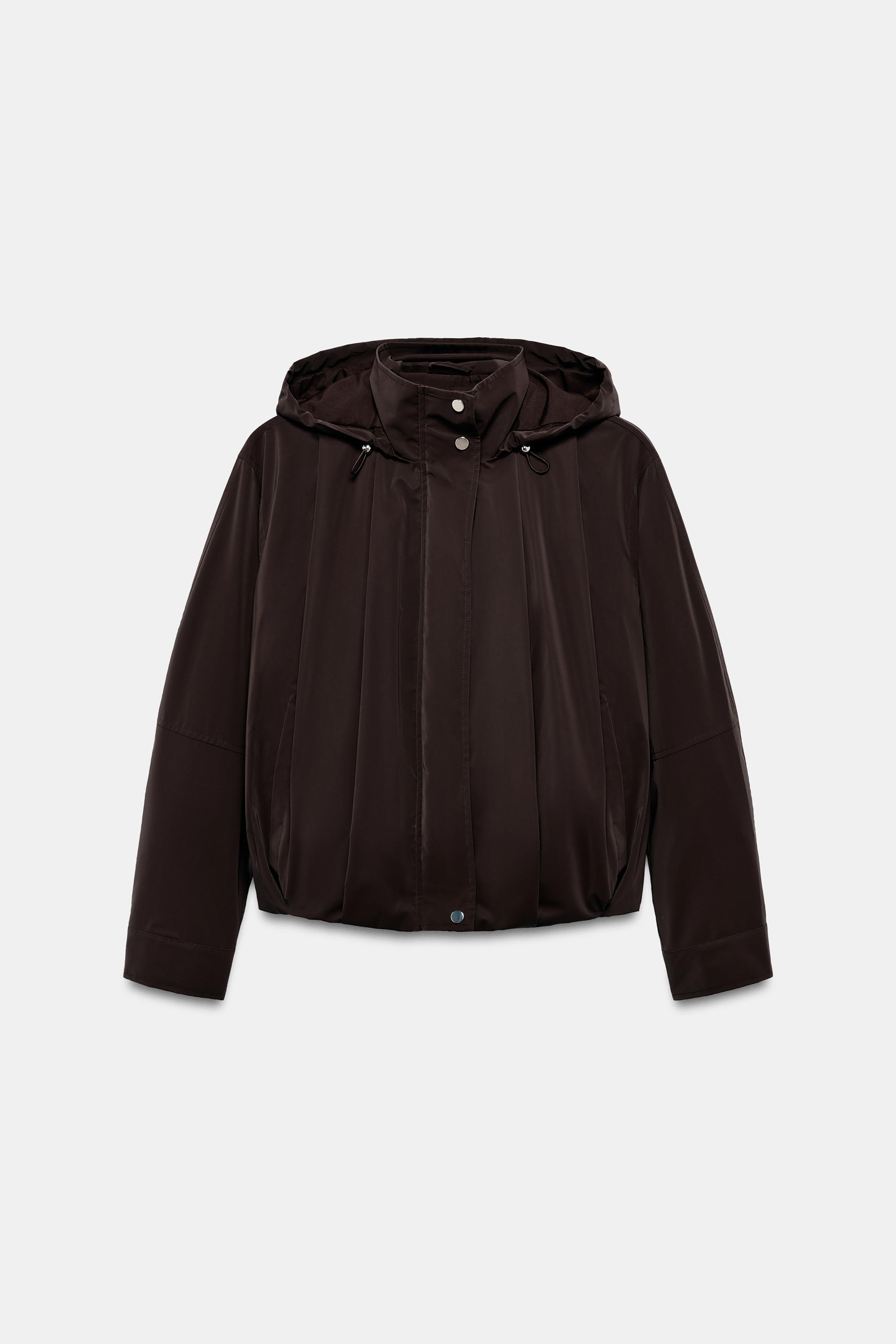 RUBBERISED HOODED JACKET — Brown
