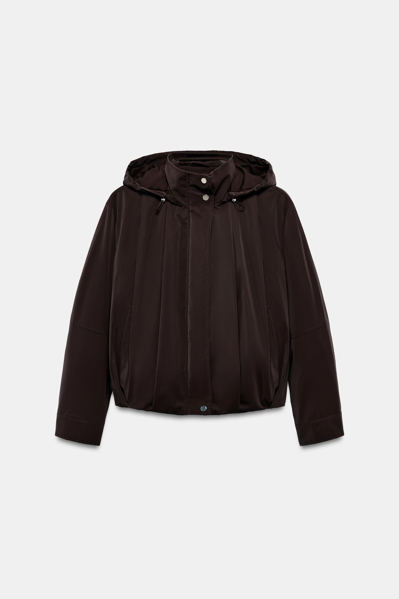 RUBBERISED HOODED JACKET — Brown
