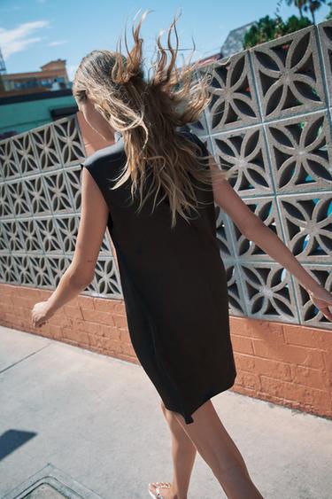 Zara SATIN EFFECT SHORT DRESS - Black