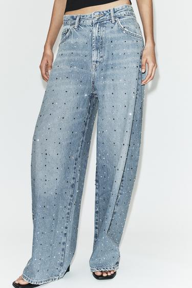 JEANS TRF BAGGY BRILLOS TIRO MEDIO - Azul claro de Zara