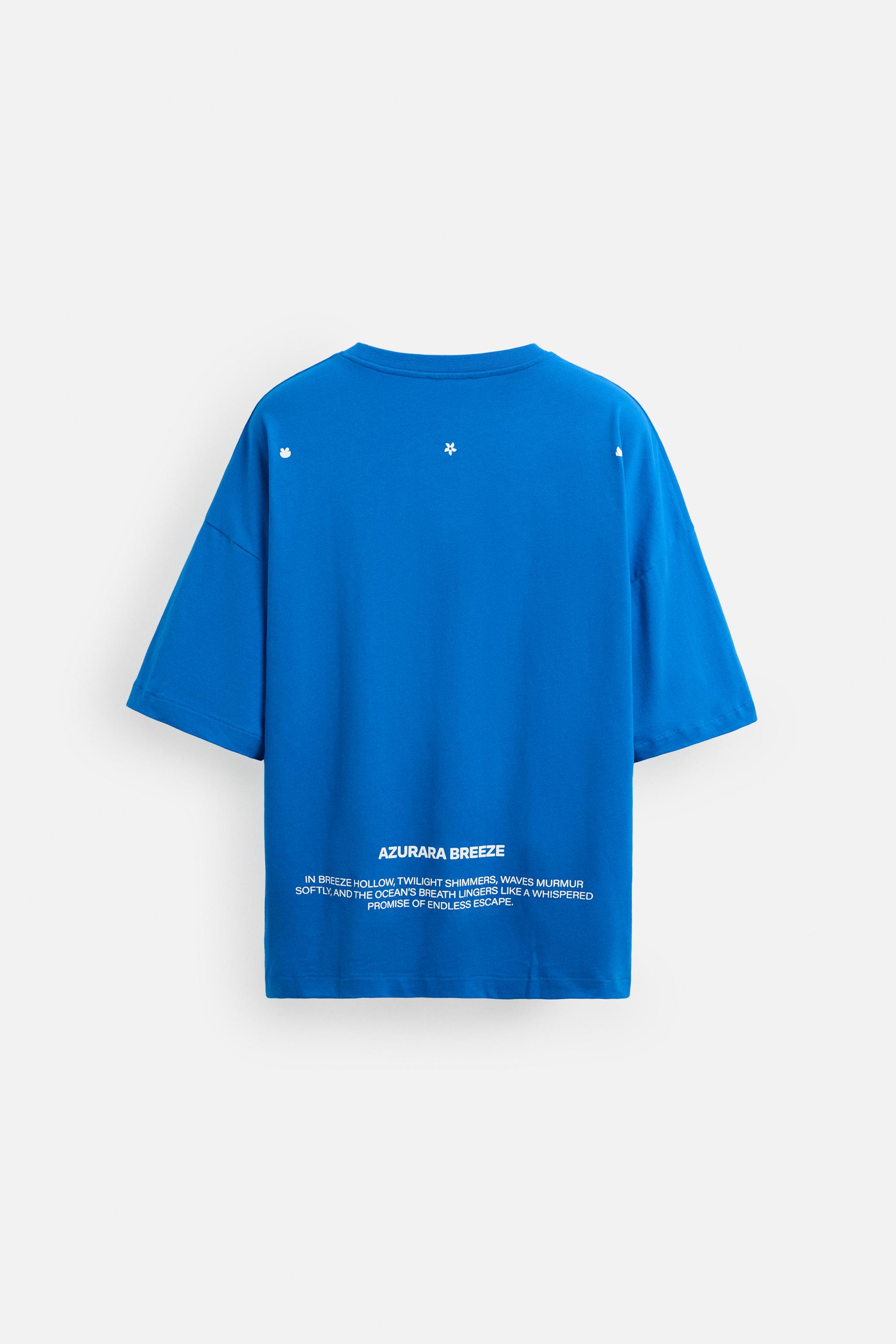 【ZARA】テキストプリント柄Ｔシャツ 濃青 | 6224/465/420 テキストプリント スウェットシャツ - 濃青 | ZARA Japan / 日本