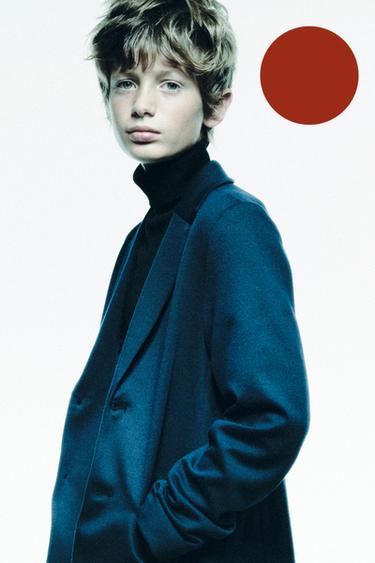 Zara TEXTURED SUIT BLAZER - Blue