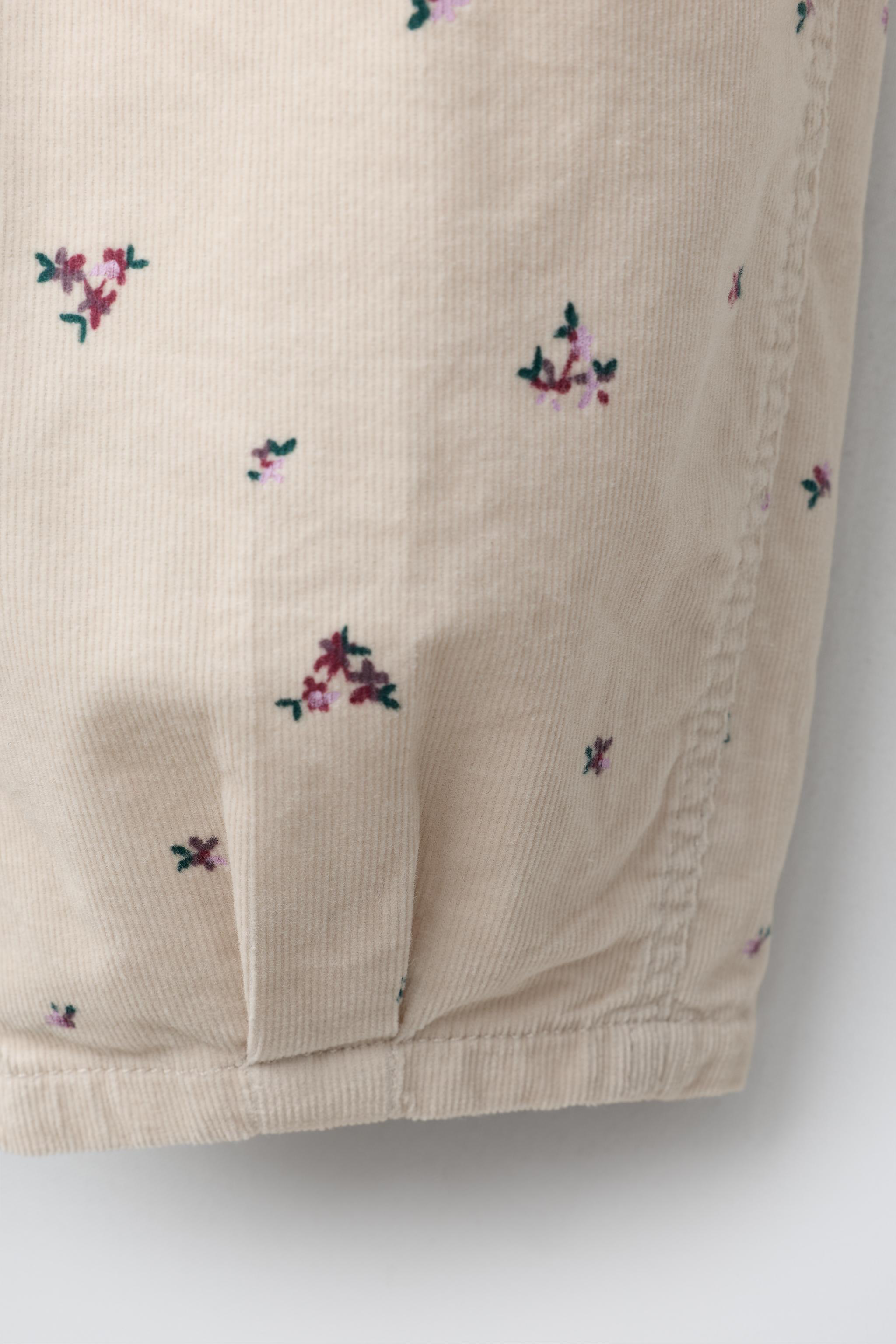 FLORAL PRINT MICRO-CORDUROY BALLOON PANTS