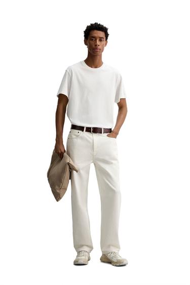 Zara STRAIGHT ANKLE FIT JEANS - White