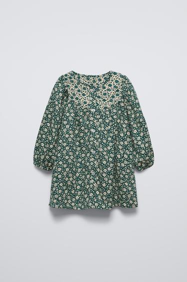 VESTIDO FLORES - Verde medio de Zara - Imagen 0