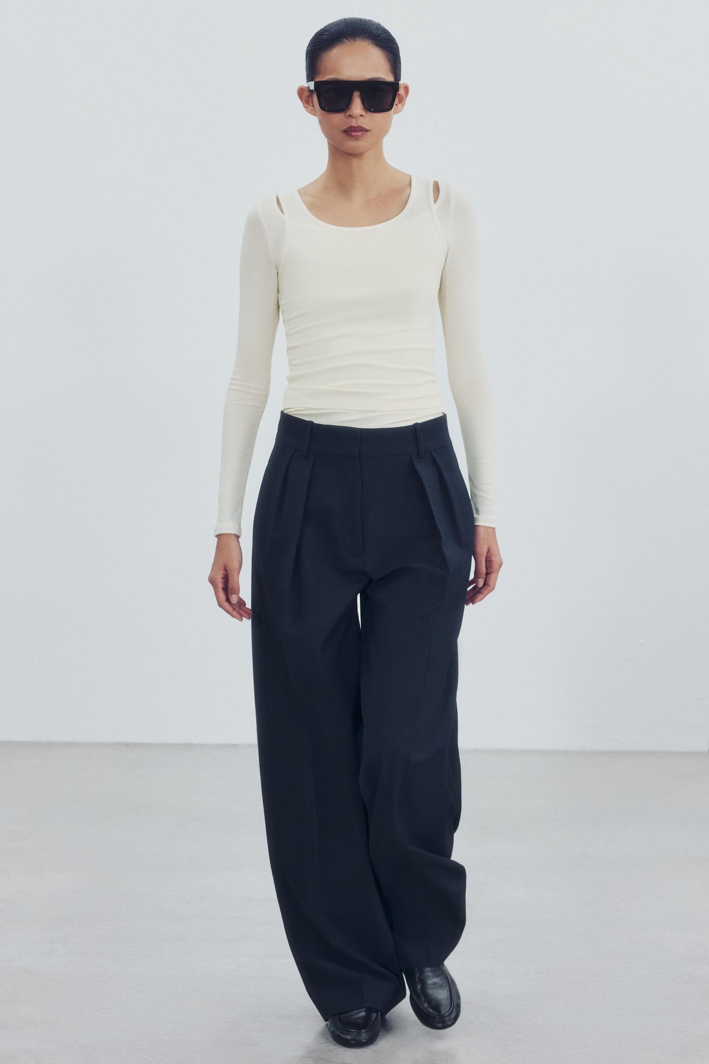 Женская футболка Zara Layered Effect, цвет: Сливочный