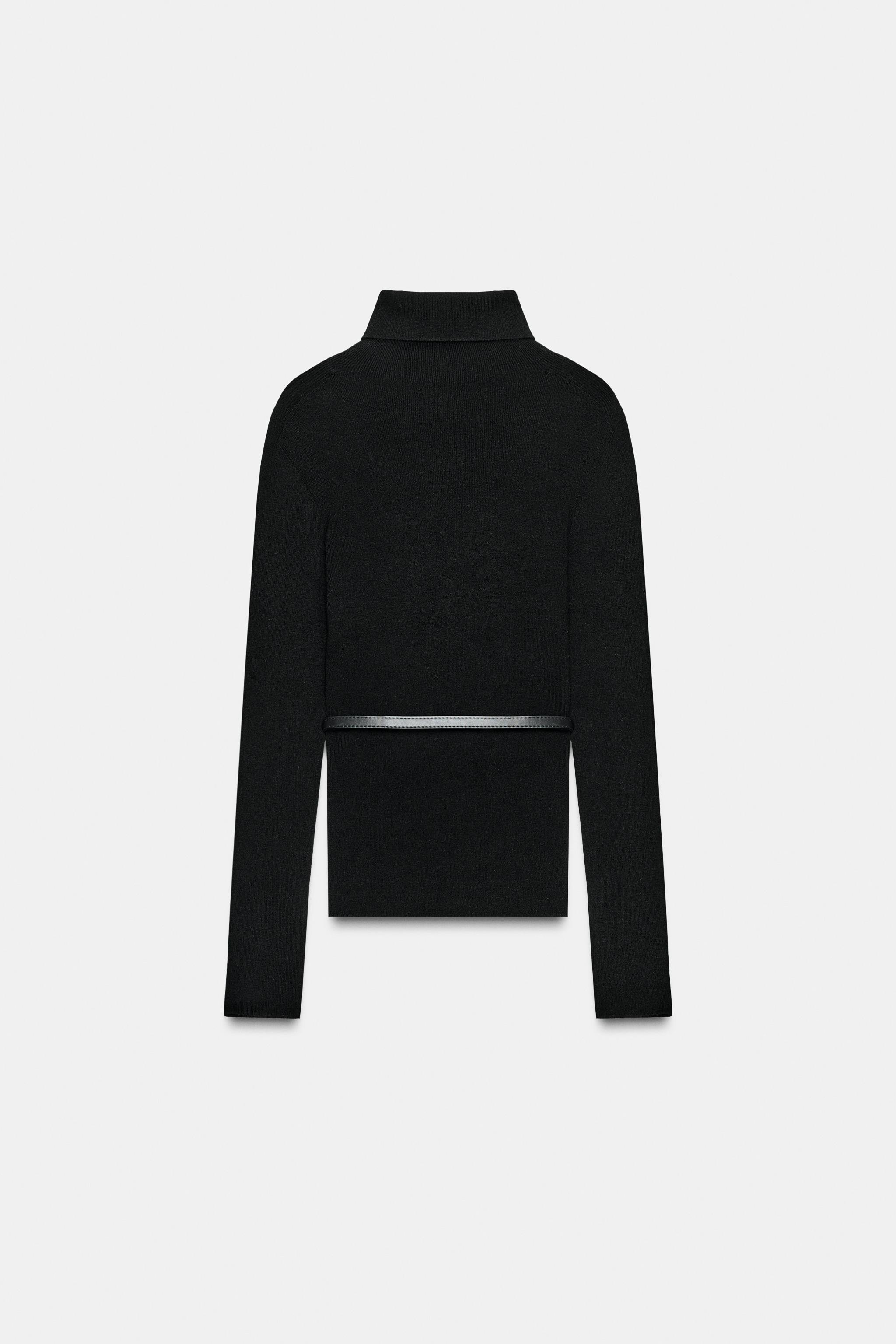 100% WOOL HIGH COLLAR BELTED JUMPER