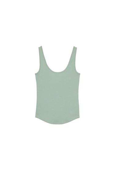 CAMISETA TIRANTES ALGODÓN - Verde / Azul de Zara