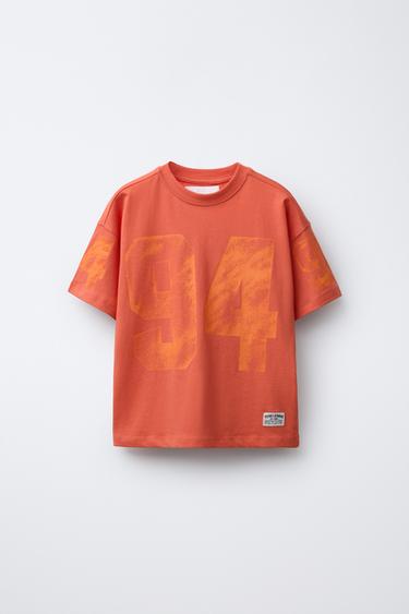 CAMISETA ESTAMPADO TEXTO - Naranja de Zara