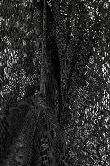 ROBE MIDI EN DENTELLE À MANCHONS - Noir de Zara - Image 7
