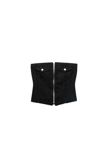 DENIM TRF CORSETRY-INSPIRED TOP