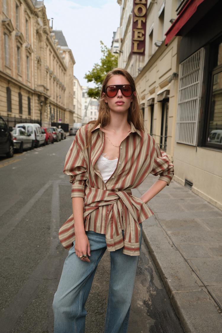 STRIPED SHIRT WITH BACK TAB Multicolored ZARA United States