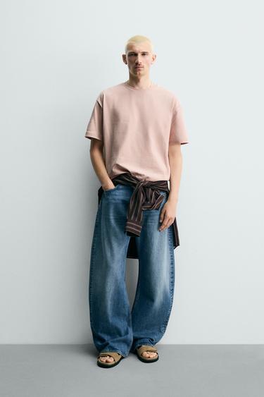 BASIC HEAVYWEIGHT T-SHIRT /03 - vasket rosa | ZARA Danmark