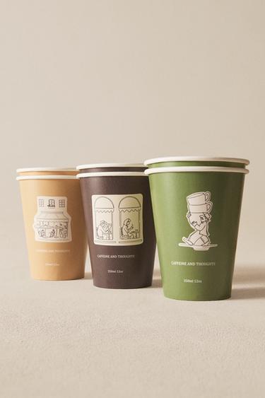 PAKKE MED KAFFEKRUS MED LÅG (PAKKE MED 6) - Brun fra Zara