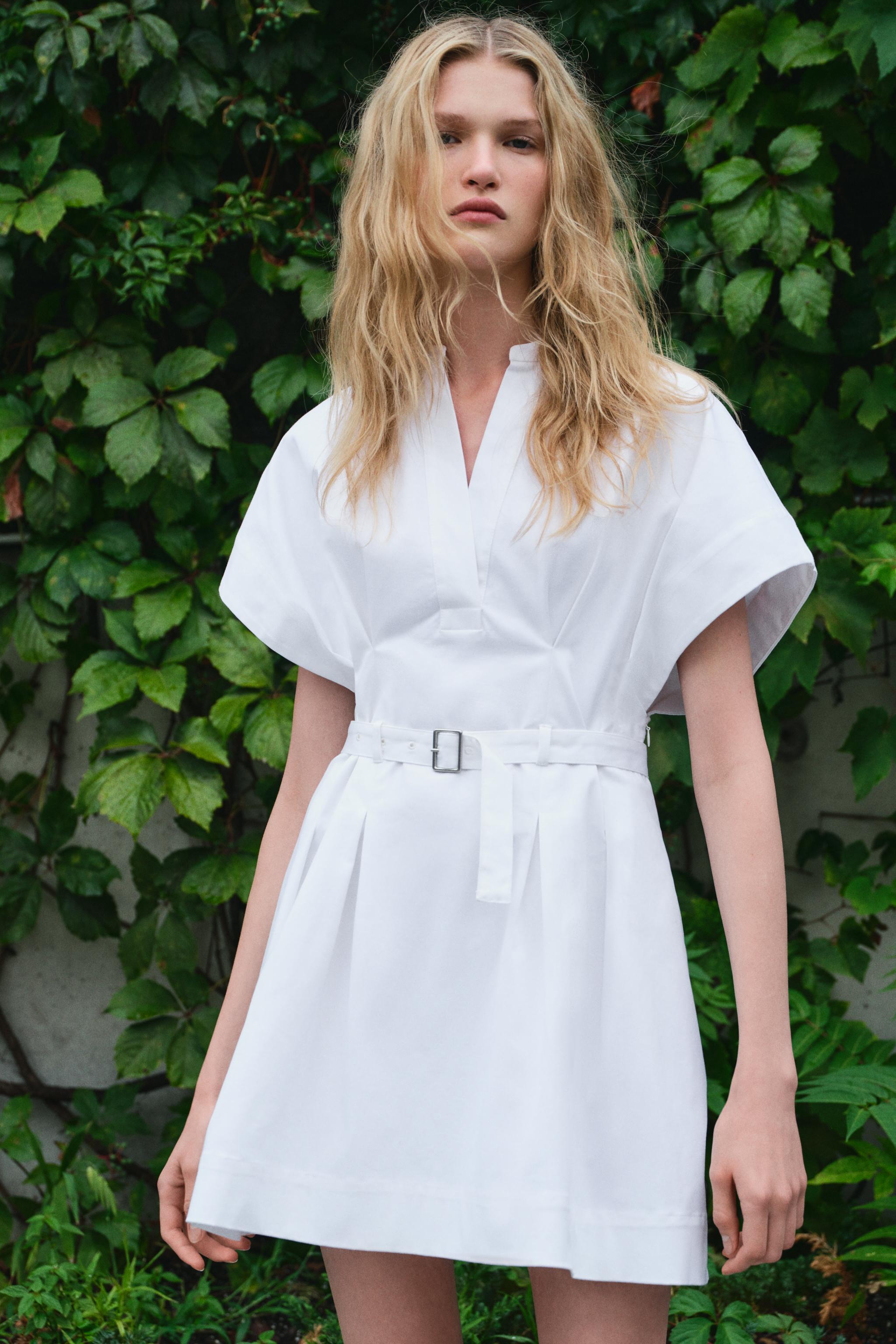 Shirt dress with belt zara online