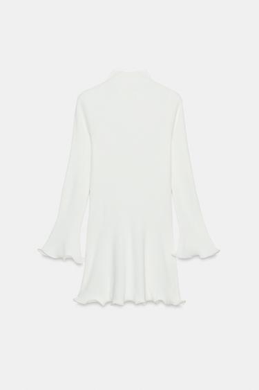 RIBBED KNIT DRESS WITH WAVY HEM - White by Zara - Image 4