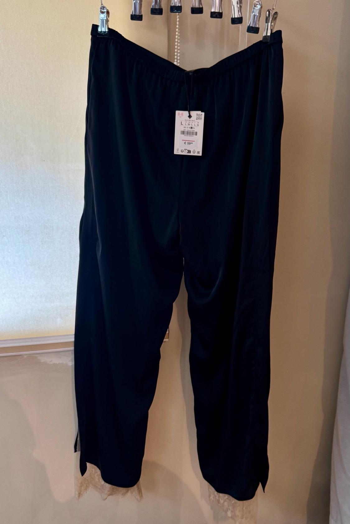 SATIN TROUSERS WITH LACE VENTS - Image 8