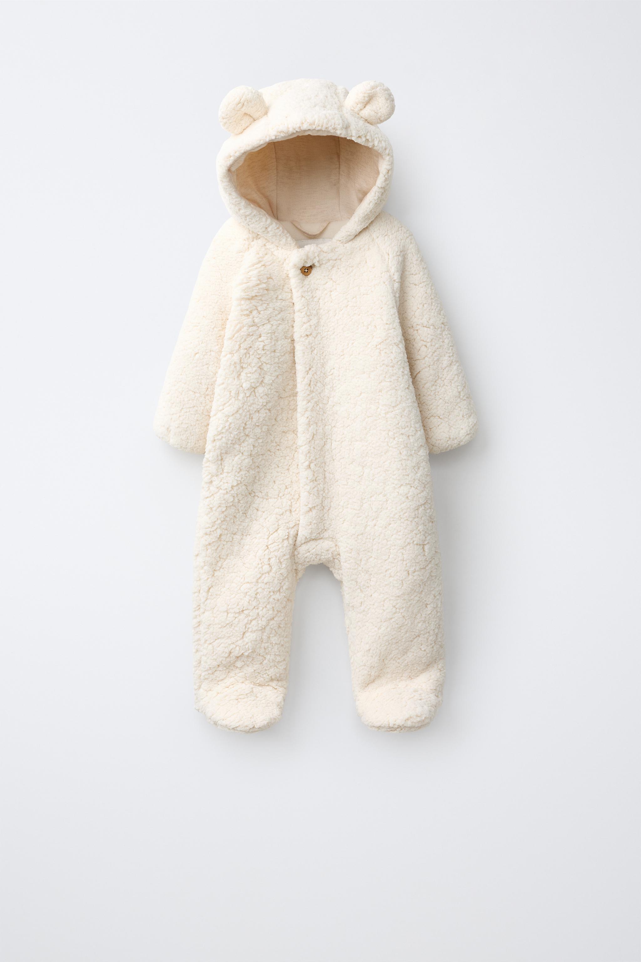 FAUX SHEARLING HOODIE JUMPSUIT WITH EARS - Ecru | ZARA United States