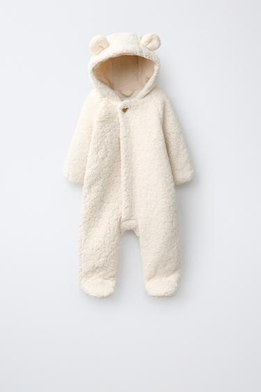 FAUX SHEARLING HOODIE ALL-IN-ONE WITH EARS - Ecru de Zara