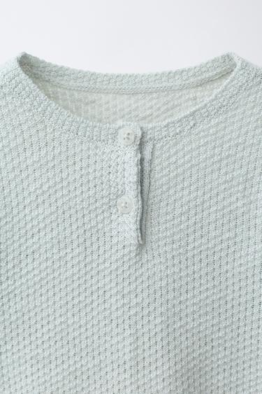 PULL EN MAILLE COL TUNISIEN - Vert pastel de Zara - Image 2