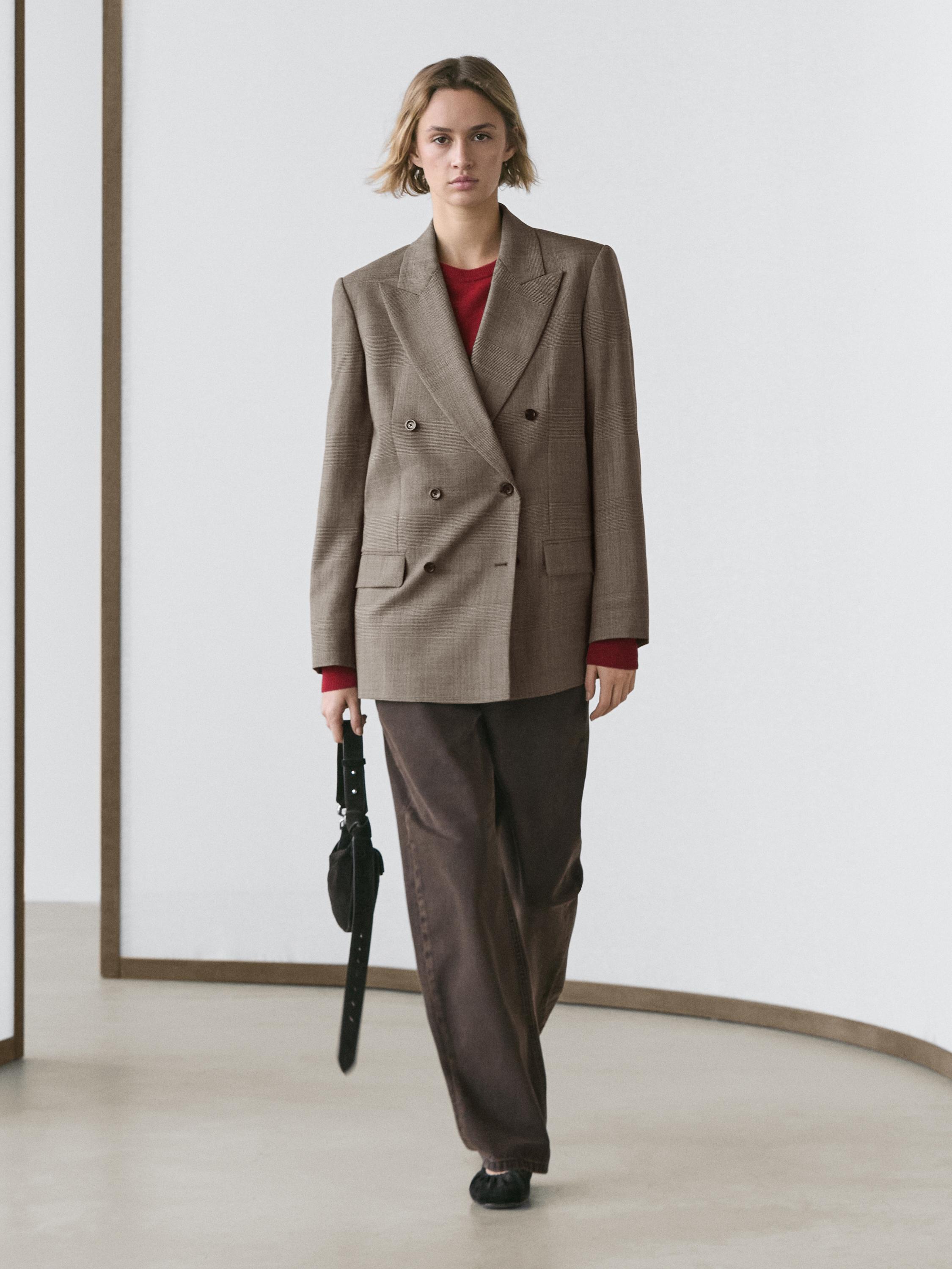 100% wool check suit blazer
