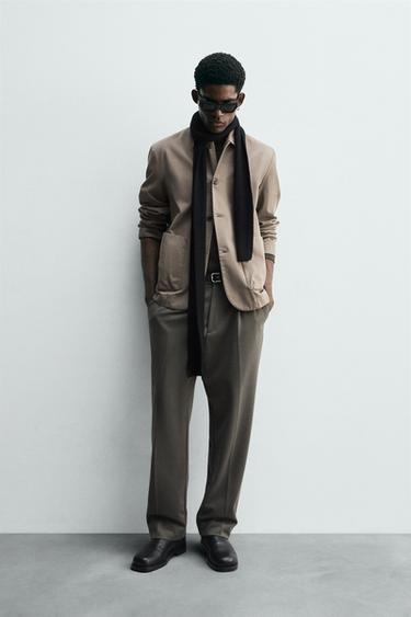 PANTALÓN FLUIDO STRAIGHT FIT - Khaki oscuro de Zara - Imagen 0