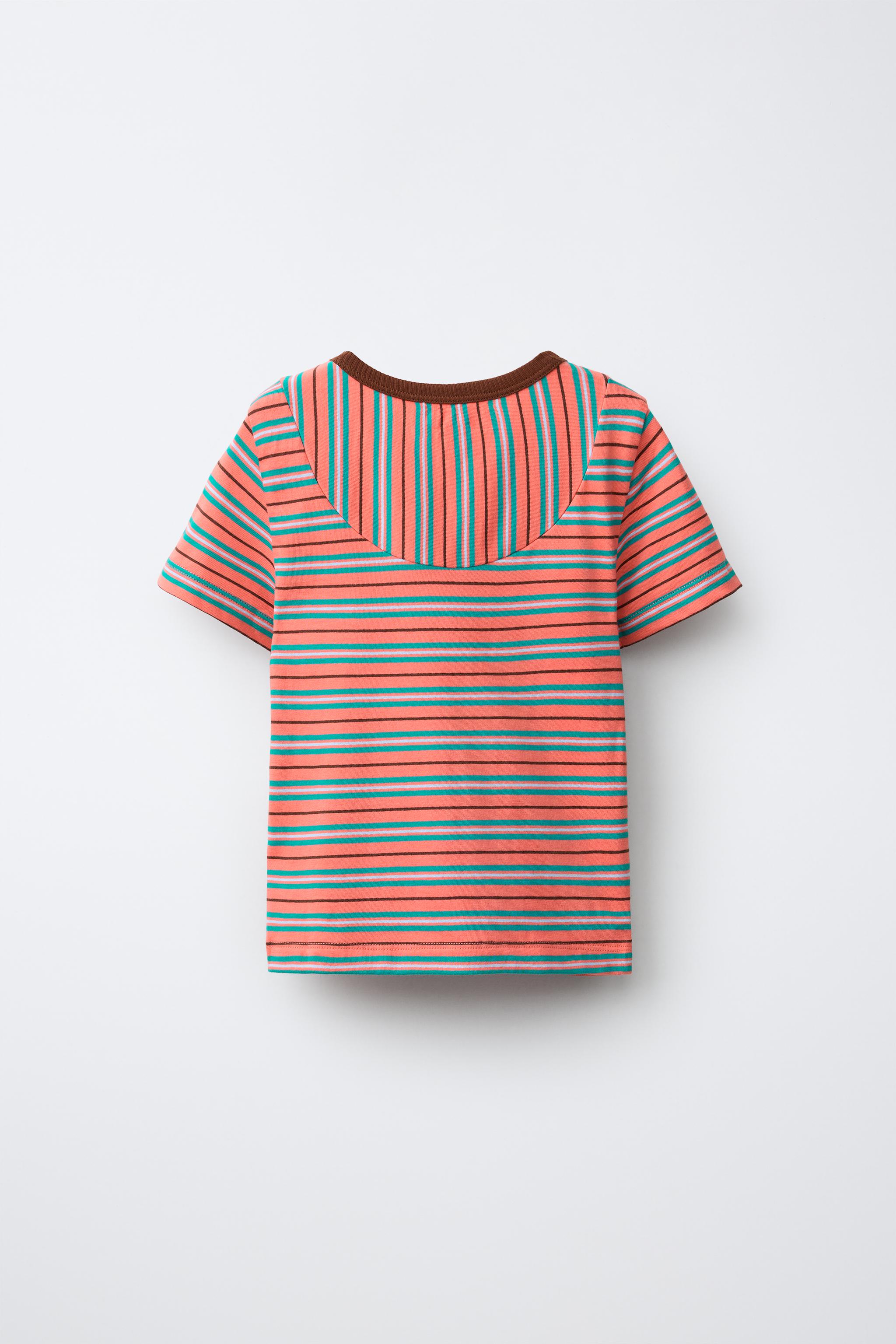 Детские футболки Zara CONTRAST STRIPE T-SHIRT — фото 2