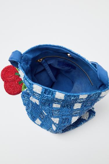 FANTASY BEADED MINI BUCKET BAG - Blue by Zara - Image 3