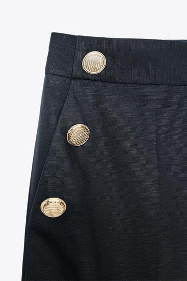 JUPE-CULOTTE BOUTONS - Bleu marine de Zara - Image 6