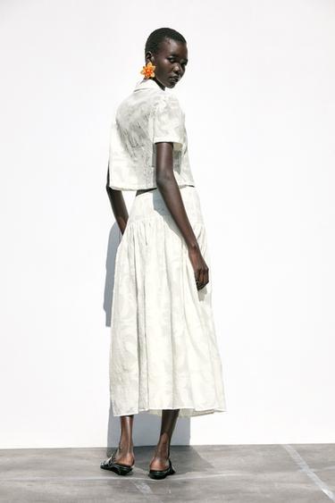 TEXTURED MIDI SKIRT - White by Zara - Image 3