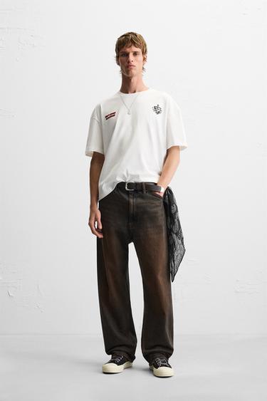 CAMISETA ESTAMPADO RACING - Blanco de Zara - Imagen 0