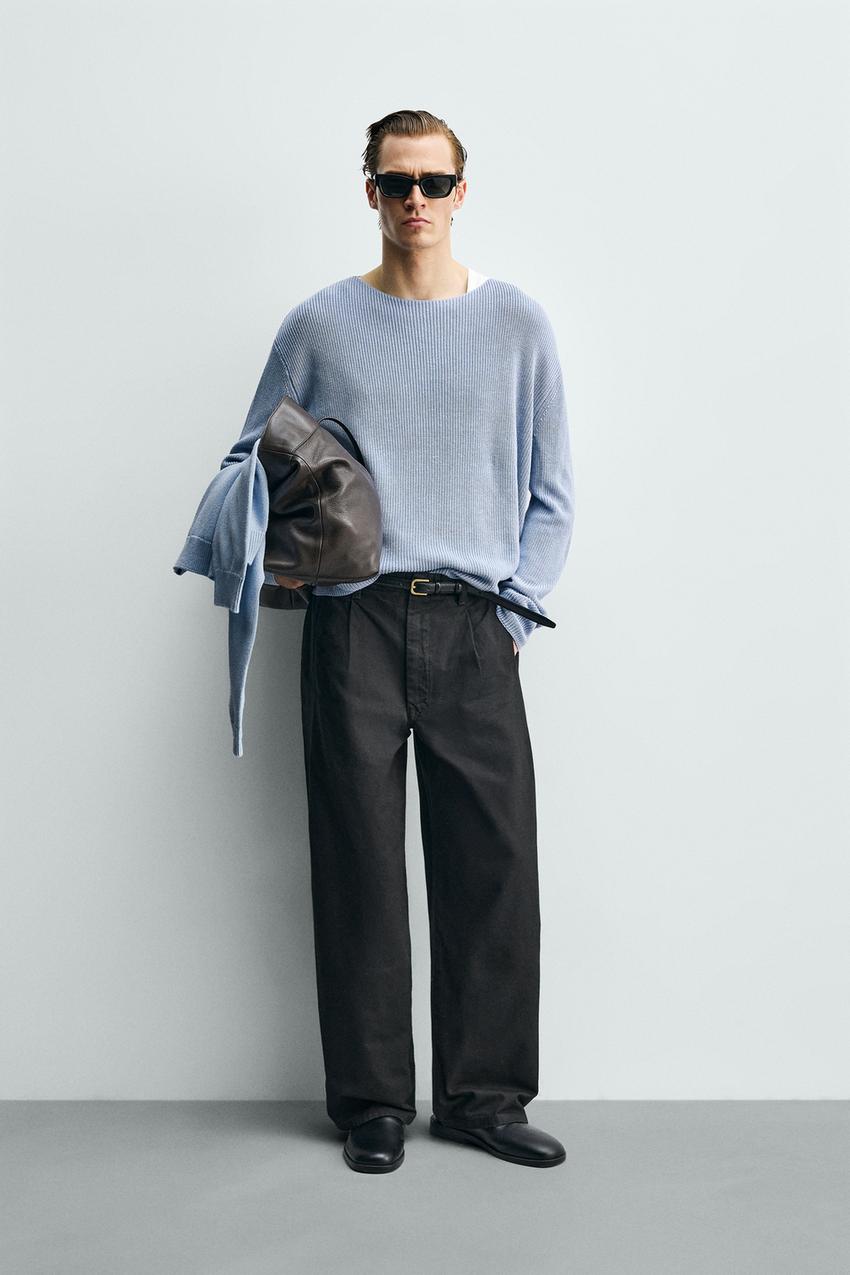 メタルボタン留めワイドレッグパンツ - ブラック | ZARA Japan / 日本 