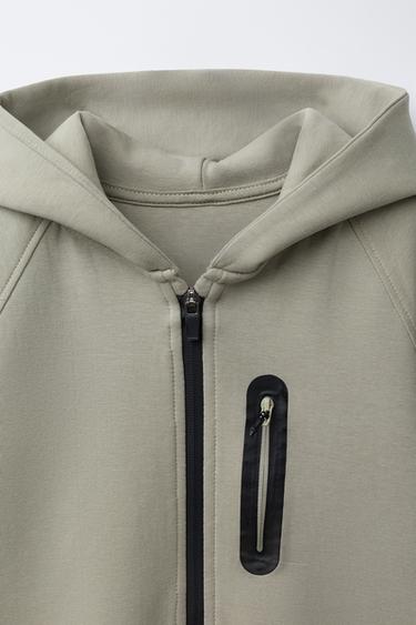 SPORTY INTERLOCK HOODIE - Grey green by Zara - Image 2