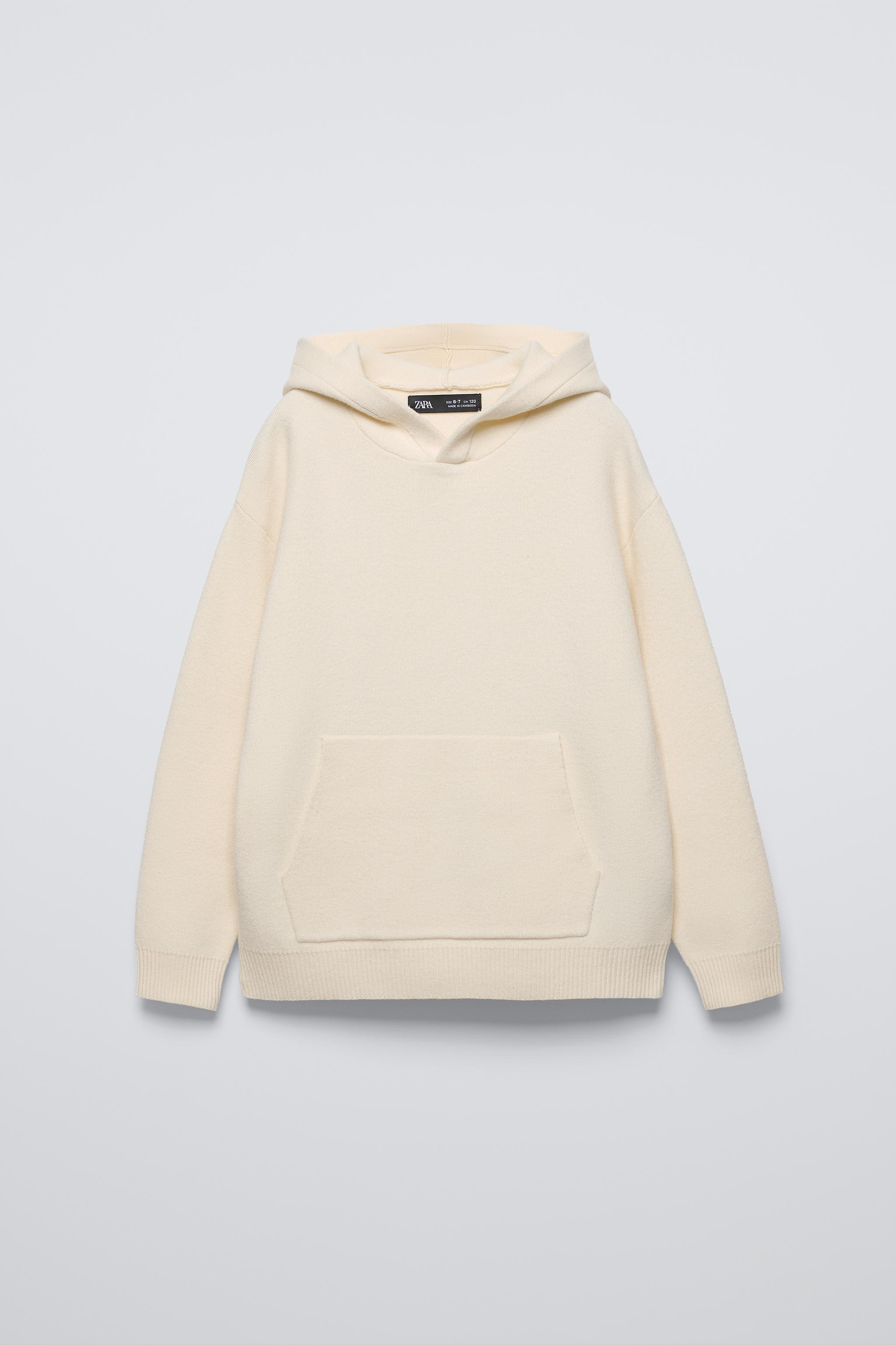 Zara oversized knit hoodie sale