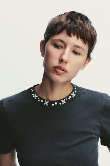 JEWEL FADED-EFFECT T-SHIRT - Grey by Zara - Image 2