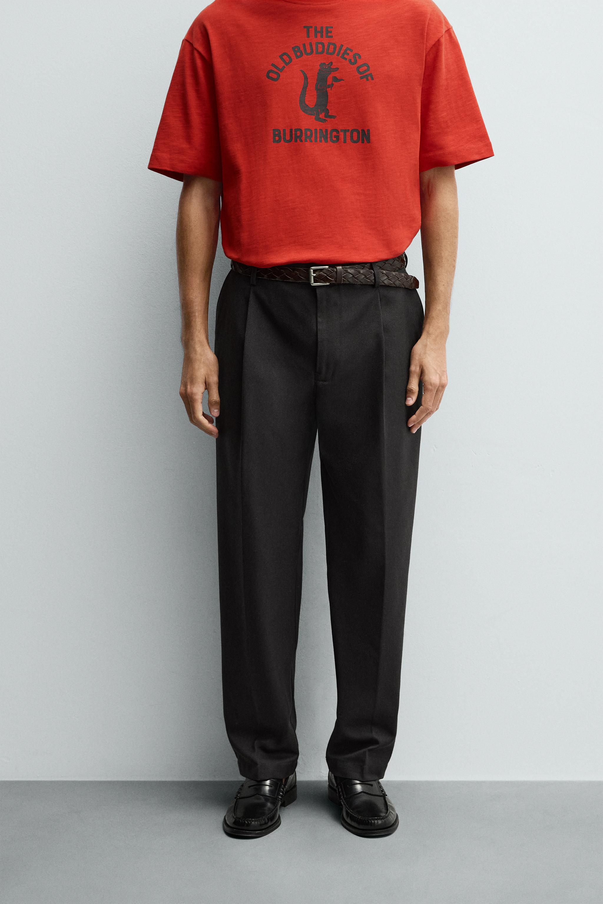 TEXTURED PLEATED PANTS