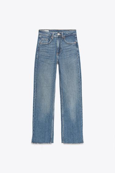 TRF LOW-RISE CROPPED FLARE JEANS - Blue by Zara