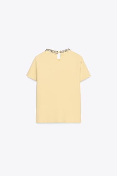 TOP EN MAILLE BIJOUX - Jaune clair de Zara - Image 5