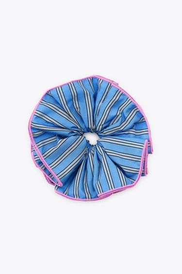 MAXI CONTRAST STRIPE SCRUNCHIE - Blue by Zara