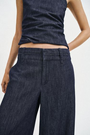 LINEN BLEND WIDE-LEG TROUSERS - Indigo by Zara - Image 3