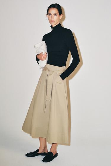 ZW COLLECTION BELTED MIDI SKIRT - camel by Zara - Image 0