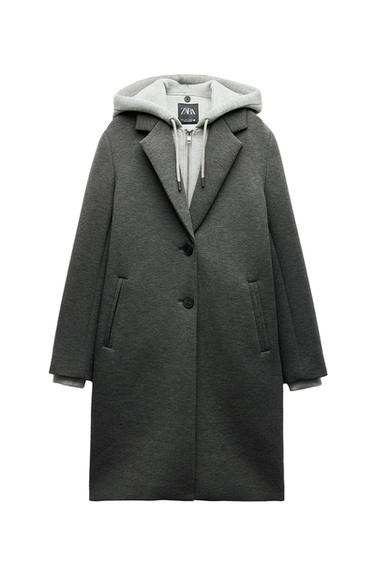CONTRAST HOODED COAT