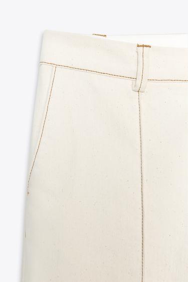PANTALON BOOTCUT SURPIQÛRES - Écru de Zara - Image 7