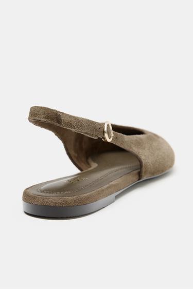 CHAUSSURES EN CROÛTE DE CUIR POINTUES - Marron sable de Zara - Image 5