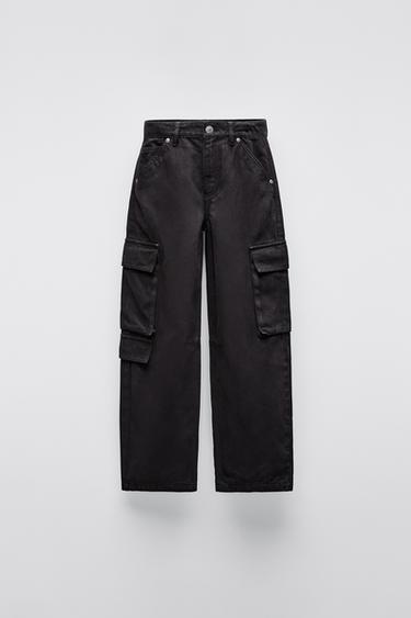 Zara TWILL MULTI-POCKET PANTS - Black